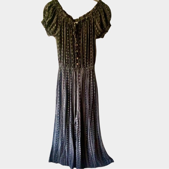 By Together Floral Button Down Puff Sleeve Wide Leg Stretchy Waist Jumpsuit SZ L - Picture 1 of 11